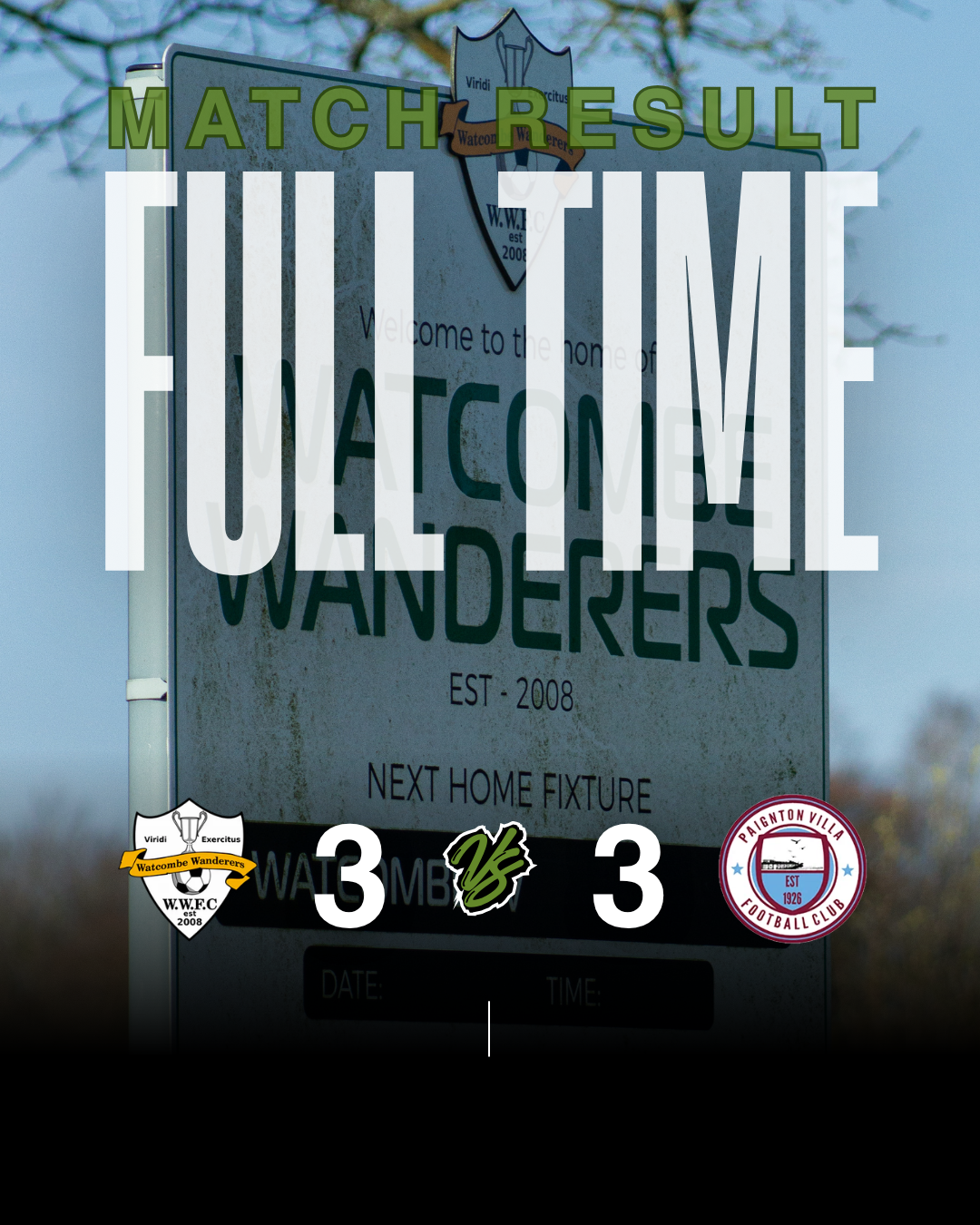 Full Time: Watcombe Wanderers 3–3 Paignton Villa