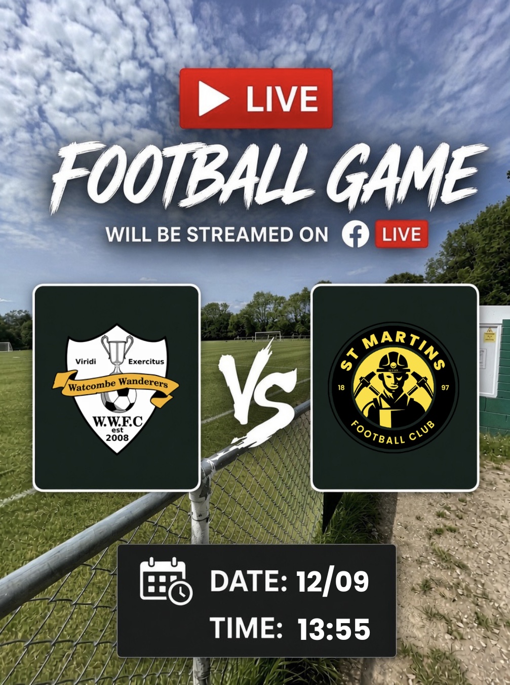 Watcombe Wanderers vs St Martins — live on Facebook
